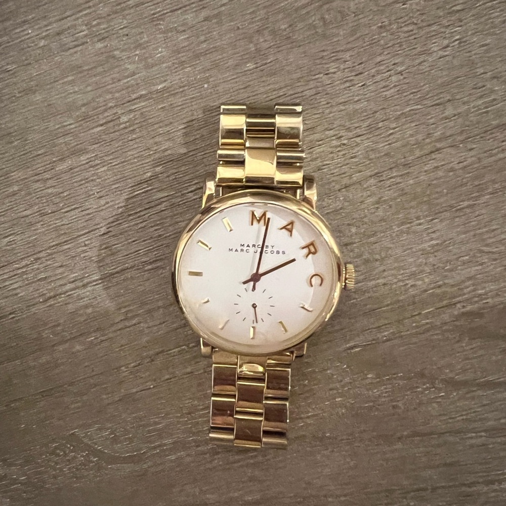 Marc Jacobs Gold-Tone Watch with White Dial